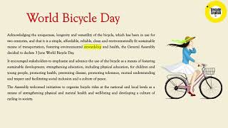 Improve Your English Listening and Reading for IELTS exam | World Bicycle Day