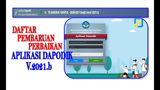 Daftar Pembaruan dan Perbaikan Aplikasi Dapodik Versi 2021.b