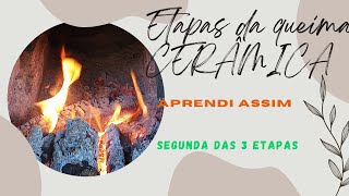 Segunda etapa da queima cerâmica em forno a lenha. 2h.