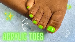 4 Year Old Gets Lime Green Acrylic Toes For The First Time