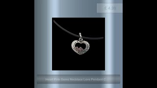 Heart Pink Gems Necklace Love Pendant Charm Handmade Fashion Jewellery Gift Box