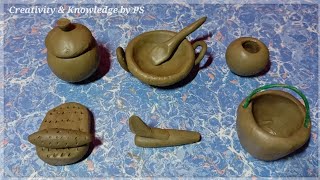 Amazing technique miniature kitchen set with clay || Primitive handmade miniature kitchen set