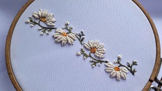 3D Lazy Daisy Easy stitches -  Border embroidery - needle weaving