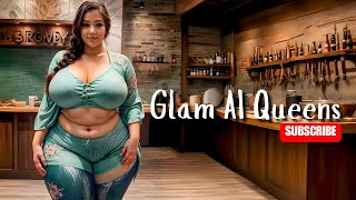 Captivating Curvy Indian AI Model in Floral Outfit at Starbucks USA