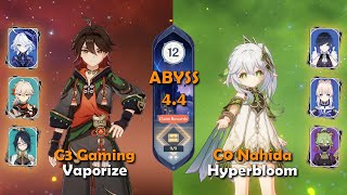 C3 Gaming Vaporize & C0 Nahida Hyperbloom | Spiral Abyss 4.4 - Floor 12 | Genshin Impact