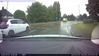 Libby’s first lessons approaching traffic lights controlled spiral roundabout.(with a box junction).