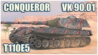 VK 90.01 P, T110E5 & Conqueror • WoT Blitz Gameplay