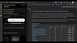 Automatic contrast issues reporting in the Issues panel of Chromium Devtools.