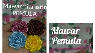 #04 DIY/Cara membuat mawar pita satin pemula/mawar bakar/rose burn