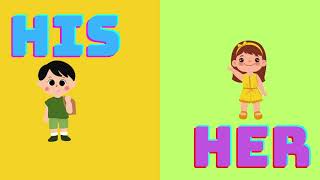 His - Her | Possessive adjectives for kids | Grammar with 2 Games