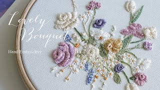 Lovely Bouquet💐 프랑스자수 diy패키지 Hand Embroidery Pattern | Healing