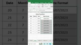 Date Function in Excel 2023 #Reel #Short video #Viral Short video