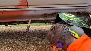 1992 volvo 460 turbo "ray-le-otter" action shot of welding the passenger sill