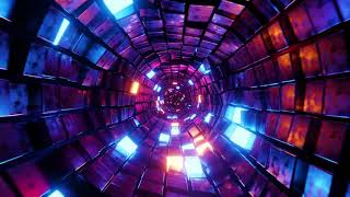 Flying in a tunnel with glowing cubes.