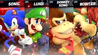 (Super smash bros) sonic vs luigi vs dk vs bowser.