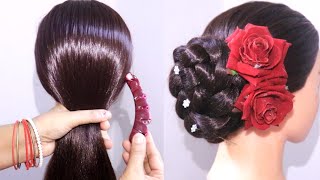 Pretty Hairstyle For Long Hair Easy || Bun Hair style Girl For Short Hair || hairstyles