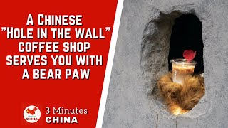 A Chinese "Hole in the wall" coffee shop serves you with a bear paw #008