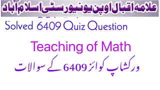 Solved 6409 Quiz/teaching of math solved quiz question