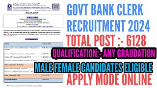 Govt bank clerk recruitment 2024 | ibbs clerk recruitment 2024