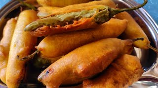 Street Side Mirchi Bajji || Quick And Easy Mirchi Bajji || How To Make Green Chilli Bajji Fritters