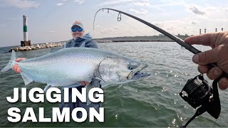 Jigging for BIG SALMON on Lake Michigan