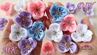 🌺 Цветы из репсовой ленты. Ободок с цветами МК/DIY