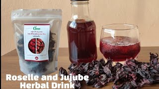 Easy to Make Roselle & Jujube Herbal Drink with Dried Fruits (Dr. Green)