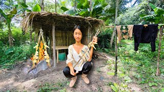 Orphaned girl grills fish and weaves bamboo baskets to dry clothes