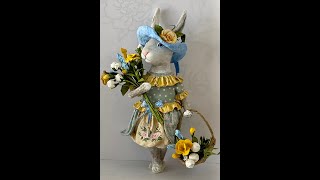 МК ватная ёлочная игрушка "Зайка-весна Часть 3. DIY cotton spun  miniature " Bunny-Spring" Part 3.