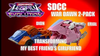 TRANSFORMING TRANSFORMERS LEGACY EVOLUTION SDCC EXCLUSIVE WAR DAWN 2 PACK WITH ERIAL AND DION