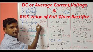 DC or Average Current, Voltage& RMS Value of Full wave Rectifier