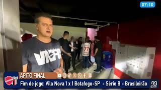 Dirigentes do Vila Nova criticam a arbitragem após o empate 1 a 1 contra o Botafogo-SP.