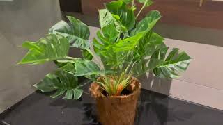 Fake Plants Large, Artificial Floor Faux Monstera Plant with Planter for Home Office Decor Indoor Re