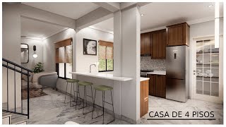 Hermosa CASA De 8 x 10 Metros Con La MEJOR DISTRIBUCION - CASA De CUATRO Pisos