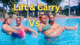 Cradle Carry Competition in the Pool|Lift & Carry Fitness Exercise|Husband vs Wife