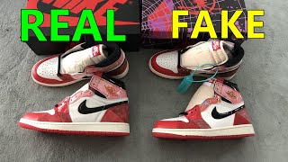 Real vs Fake Jordan 1 Spider Man Across The Spider Verse