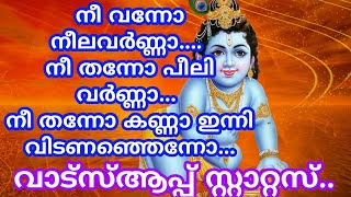 നീ വന്നോ നീലവർണ്ണാ.... 
നീ തന്നോ പീലി  വർണ്ണാ... 
നീ തന്നോ കണ്ണാ ഇന്നിവിടണഞ്ഞെന്നോ...