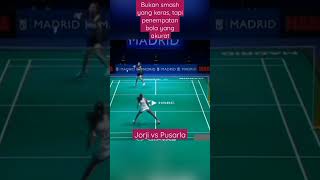 Bukan smash yang keras, tapi penempatan bola yang akurat dari Jorji #video #viral #badminton