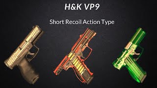 HK VP9 Short Recoil Action Type Demo with X Ray | Heckler & Koch Pistol 3D Animation