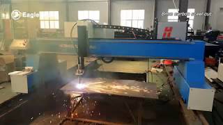 Gantry Plasma Cutting Machine Cutting Pattern On 8mm Carbon Steel Plates