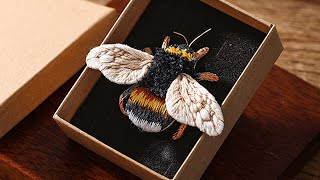 3D Insect Jewelry Hand Embroidery Tutorial, Bee Brooch Step by Step Embroidery Tutorial