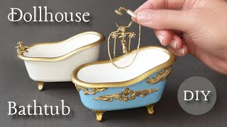 Cheap Plastic to Fantastic ~Roll Top Bathtubs DIY~ #Miniatures #RollTopBath  #DollhouseBathroom #DIY