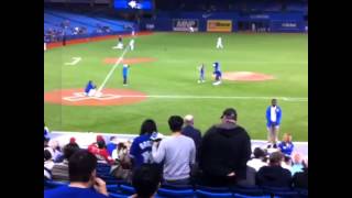 Jennette McCurdy throws first pitch at Blue Jays game