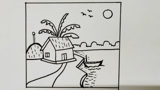 Village With River  Scene 😍for pre learner drawing tutorial