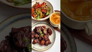 What to eat today | Sweet and sour pork ribs, stir fried mushrooms, and canned peaches #cooking