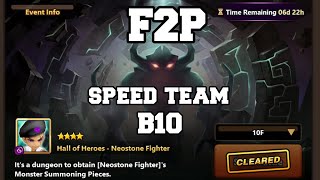 DARK NEOSTONE FIGHTER HALL OF HEROES (KARL) F2P B10 SPEED TEAM 100% SAFE *Summoner War*