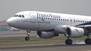 Terlihat Jelas !!! TransNusa Airbus A320 Landing di Runway 06 Bandara Soekarno-Hatta