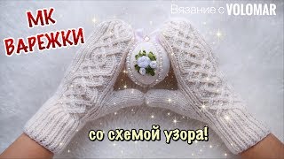 МК ВАРЕЖКИ СПИЦАМИ С КЛИНОМ ДЛЯ БОЛЬШОГО ПАЛЬЦА // С КРАСИВЫМ АРАНОМ // СХЕМА ПРИЛАГАЕТСЯ!