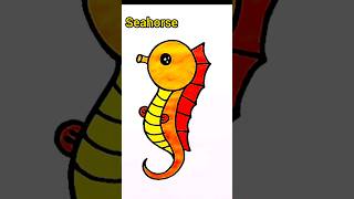 how to draw a seahorse from circle #shorts #seahorse