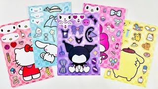 [ToyASMR] Decorate with Sticker Book Hello Kitty, Kuromi, Melody, Pompompurin #paperdiy #sanrio 🎀🎉